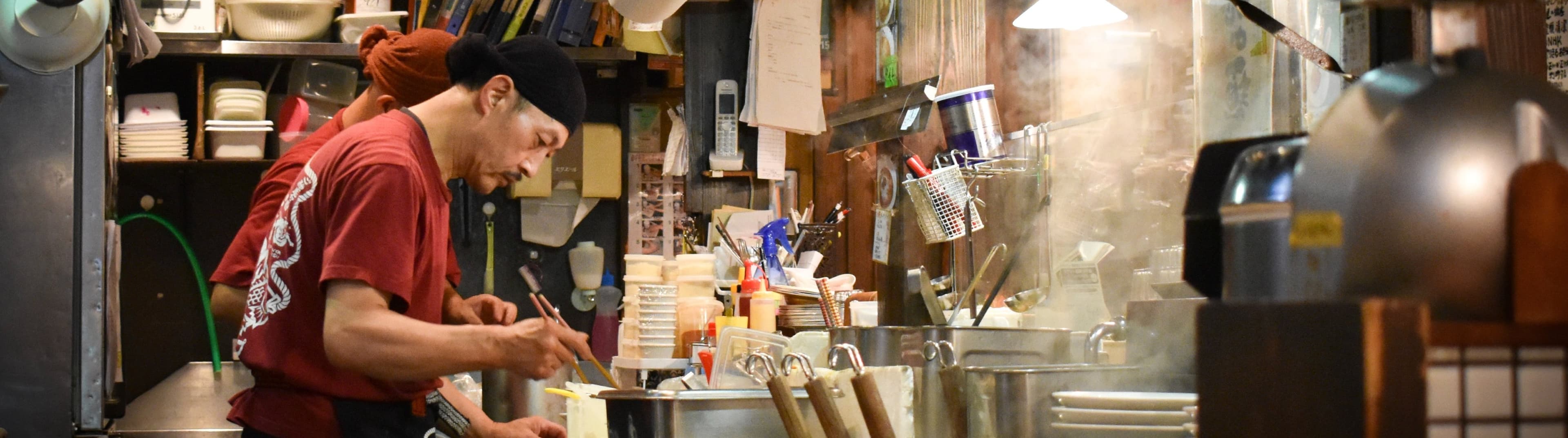 A busy Ramen kitchen